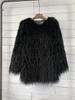 Korean Style Women's Tan Faux Lamb Wool Mid-Length Coat