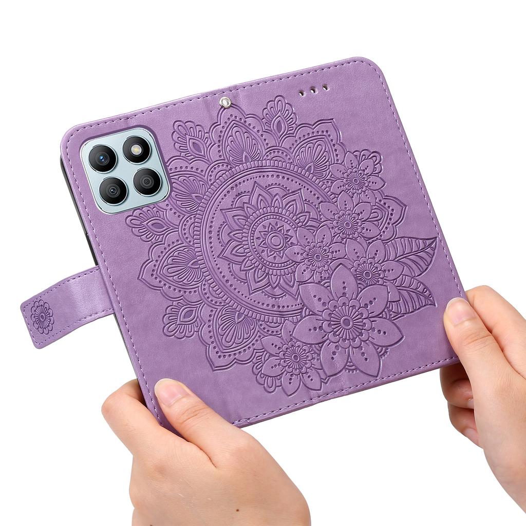 For Honor X8b 4G Case Floral Pattern PU Leather Wallet Stand Phone Cover