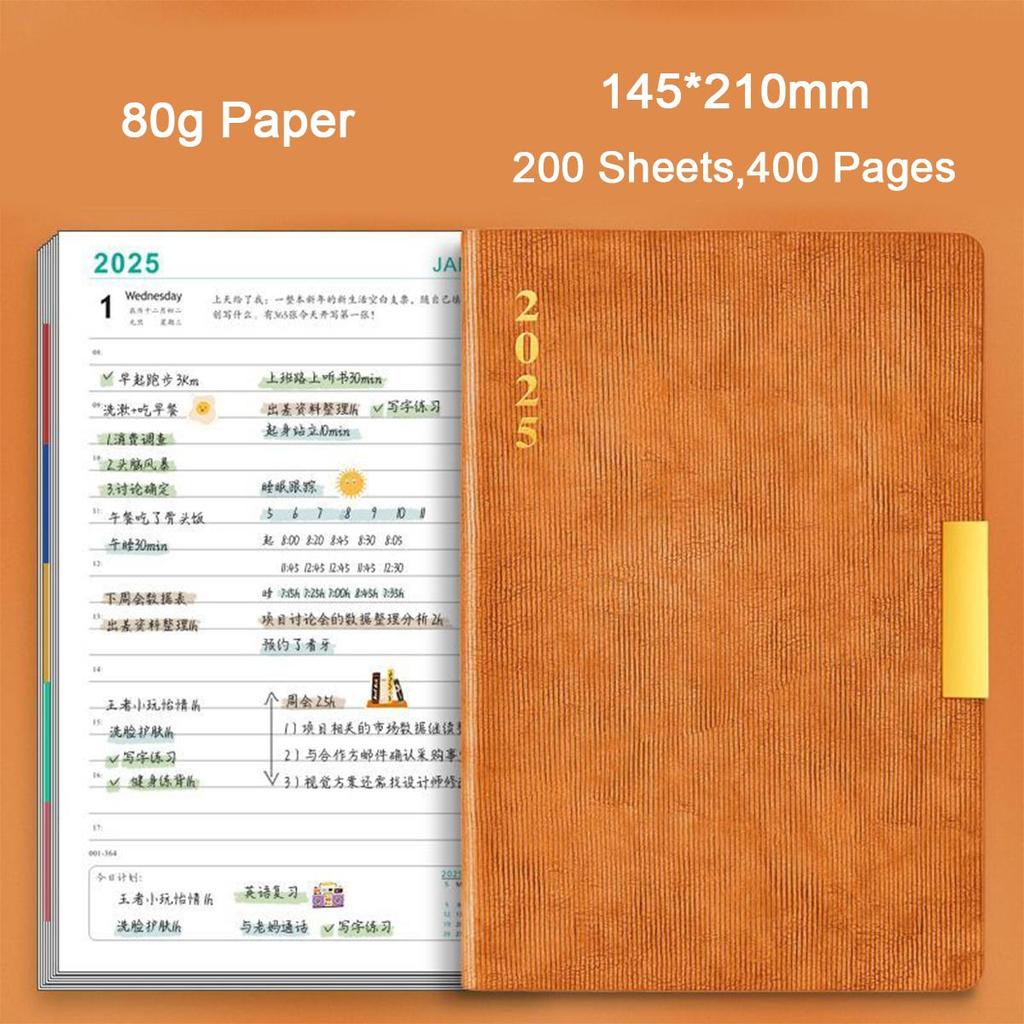 2025 Business Schedule, Student Daily Planner, Thickened Planner, Record Book, Notepad, Notebook, Memo, 200 Sheets, 400 Pages