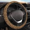 Leopard Steering Wheel Cover Anti-Slip And Practical 14.5-15 Inch Universal Car Steering Wheel Cover With 2 Pieces Car Coasters Suitable For Men