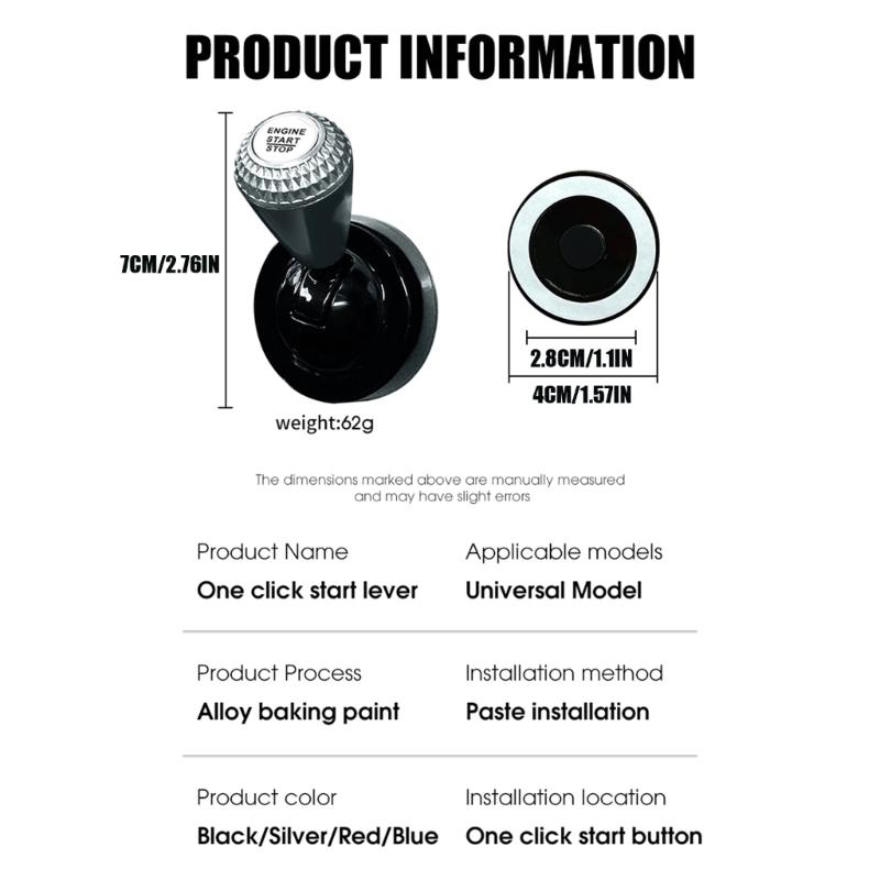 Universal Chrome Plated Car Start Button Lever With 4 Color Option Suitable For Interior Upgraded And DIY Installation