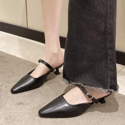 Fashion 2024 Summer Fashion New Pointed Toe Casual Solid Color Banquet Sexy Elegant Low Heel Women's Sandals Comfortable High Heels