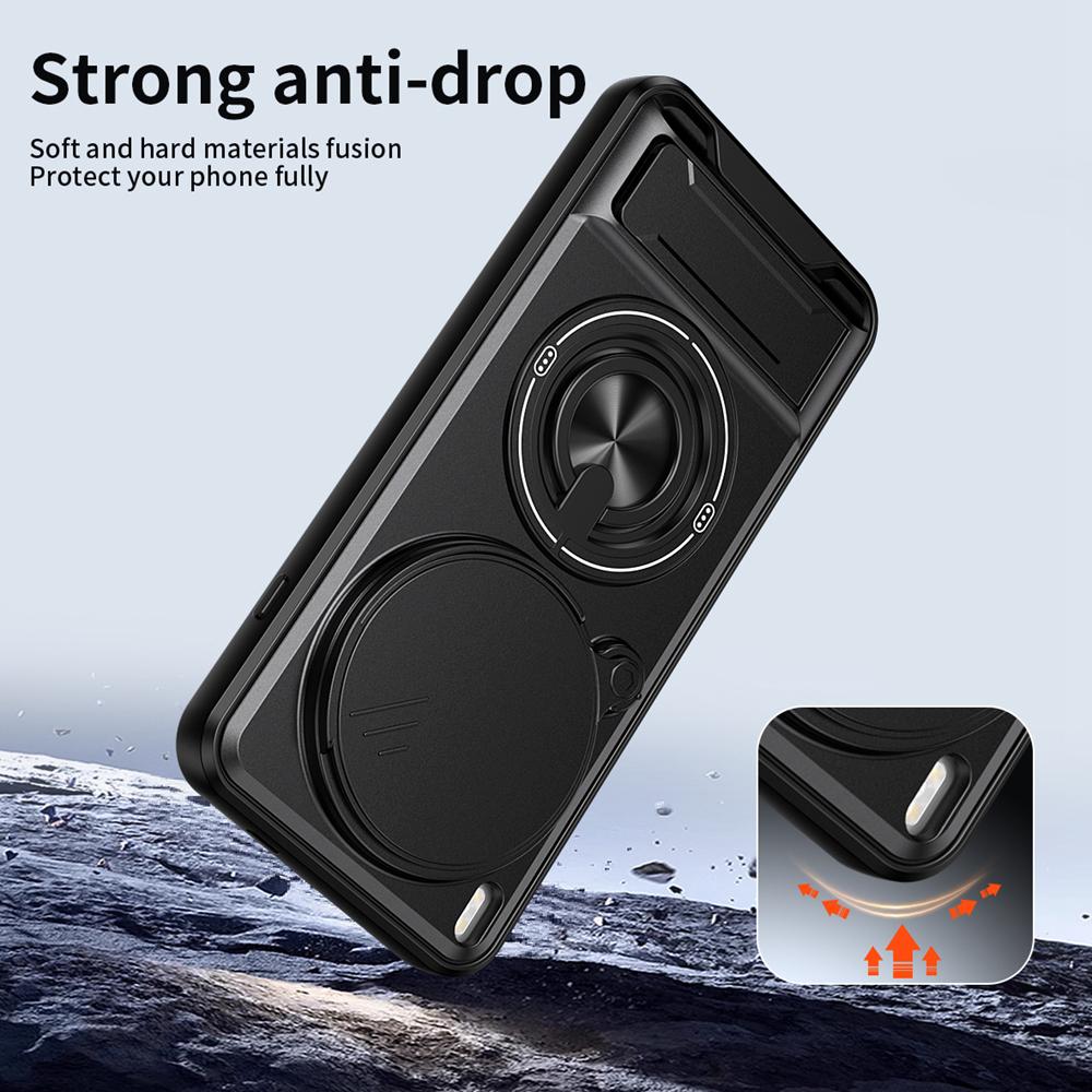 KEYSION Magnetic Phone Case for VIVO X300 Pro 5G Slide Camera Protection Upright Kickstand Ring Shockproof Cover for VIVO X300
