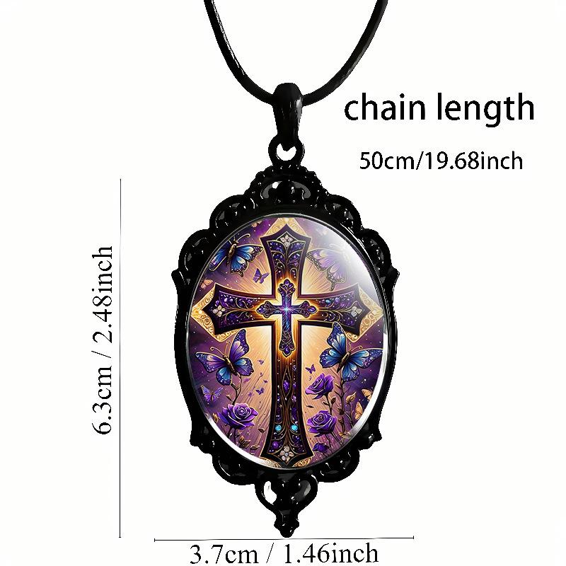 

Fashion Elegant Delicate Pattern Glass Pendant Necklace TY01 Stylish Design Lightweight Durable Chain Suitable for Various Occasions One Size чёрный