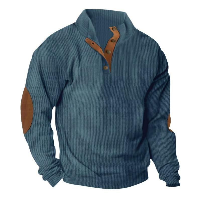 Men's Autumn and Winter Outdoor Loose Autumn Sweater Corduroy Casual Stand-up Collar Long-sleeved Sweater