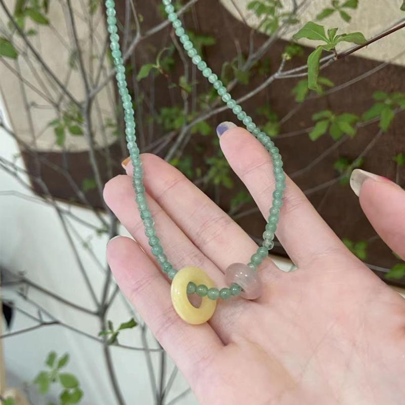 Fashion Crystal Beads Necklace Sweet Neck Jewelry Cute Circle Pendant Choker Neck Chain Gift Unique Elegant Accessory