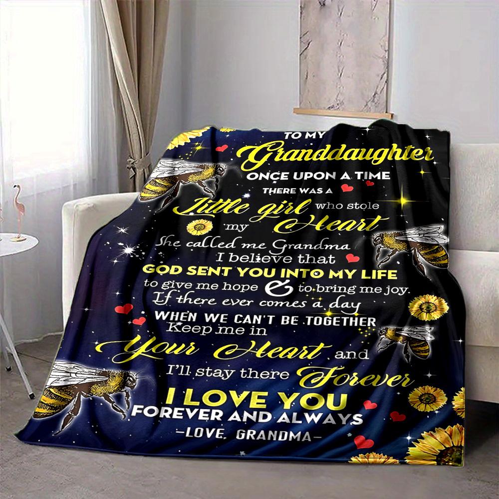 1pc Letter To Granddaughter Pattern Soft & Warm Polyester Knit Blanket, Digital Printed, All-Season Throw for Napping, Traveling, Sofa yy250906047