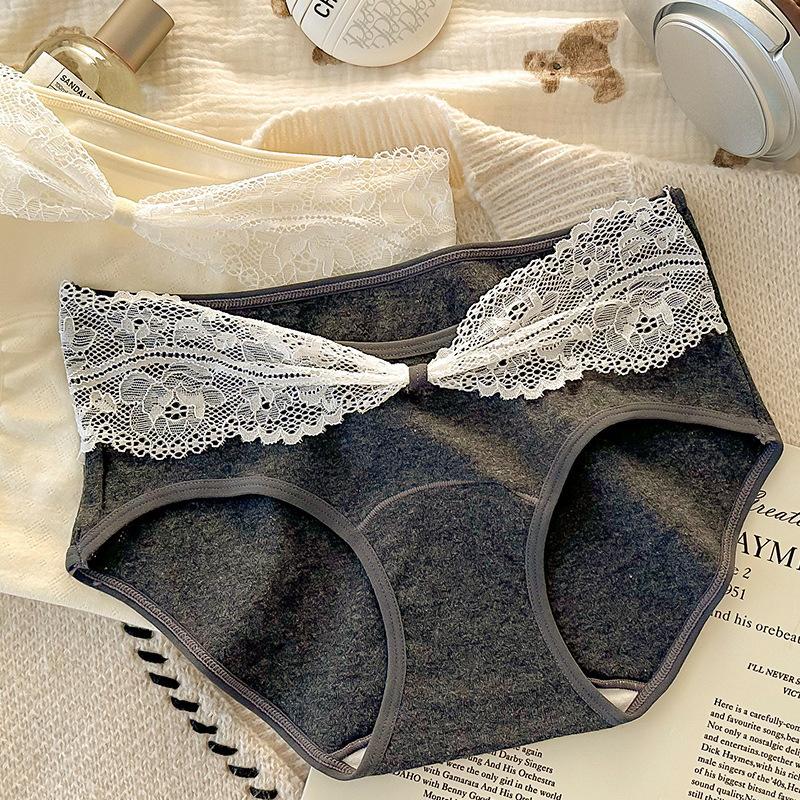 Ladies Spring and Autumn Sexy Lace Pure Cotton Waist Extended Crotch Triangle Briefs