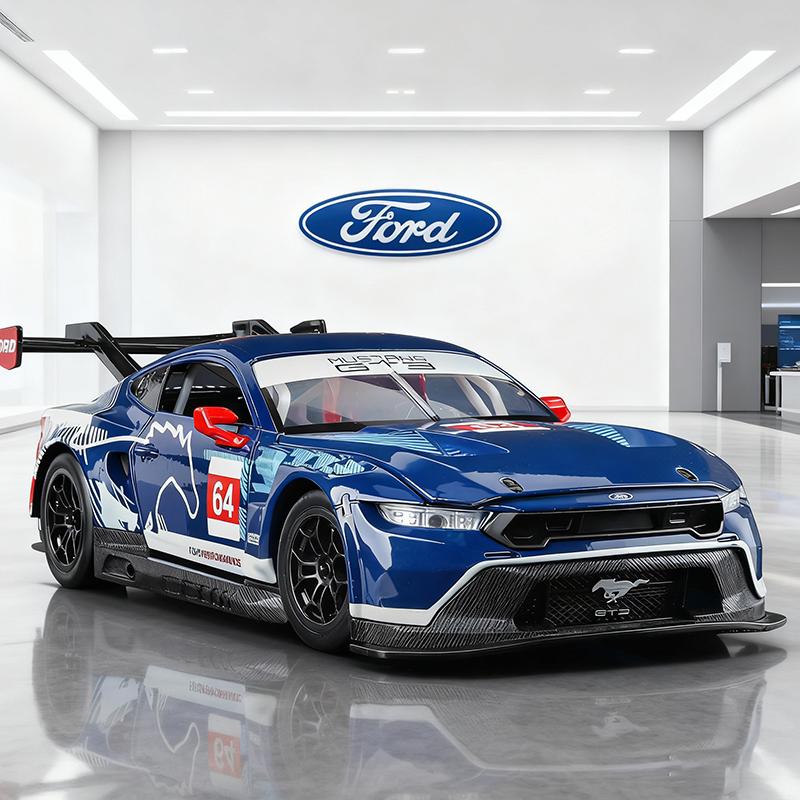 

1:24 Ford Mustang GT3 Supercar Alloy Racing Car Model Sound and Light Children s Toy Collectibles Birthday gift синий