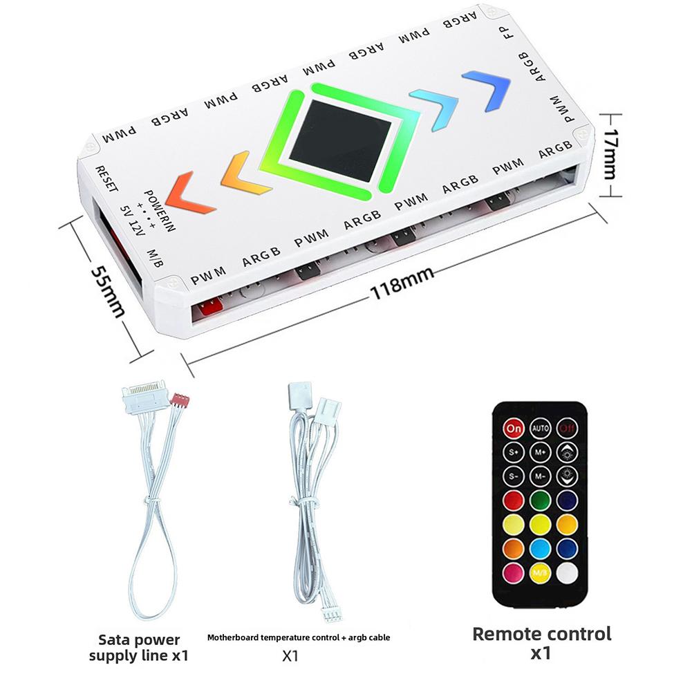 ARGB Controller 5V 3-pin Fan Intelligent Temperature Control For PWM Temperature Control Wireless Remote Control Fan