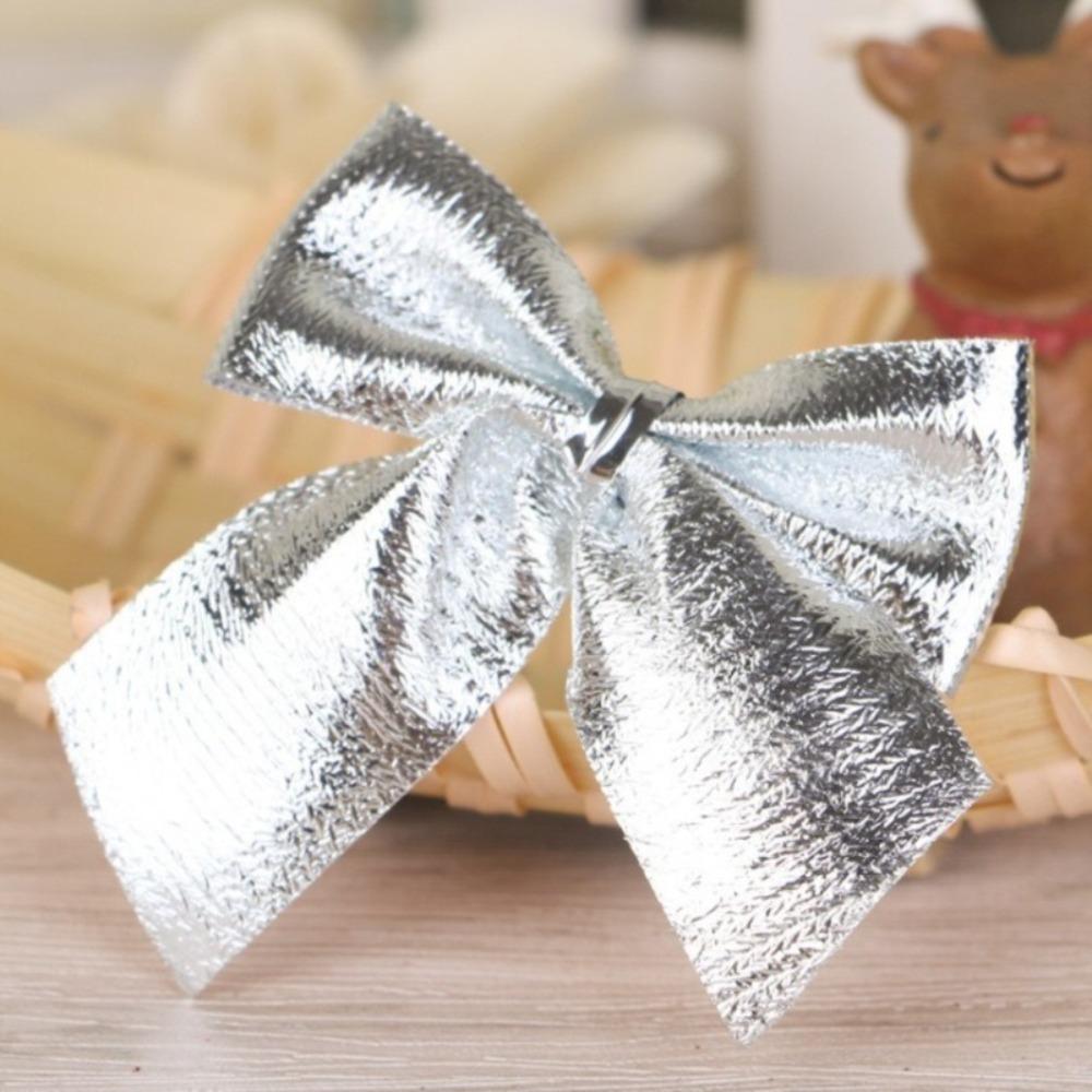 12pcs Flocking Christmas Bow Bowknot Pendant Mini Xmas Tree Ornaments New Year Decor Supplies Christmas Decorations