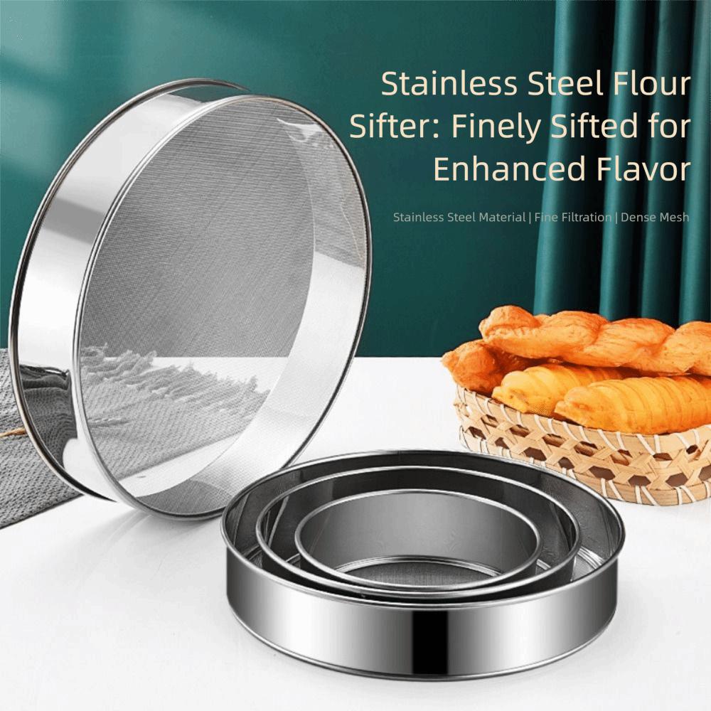 Stainless Steel Flour Sieve Silver Handhold Strainer Sifters Mesh Flour Sifter  Kitchen Supplies