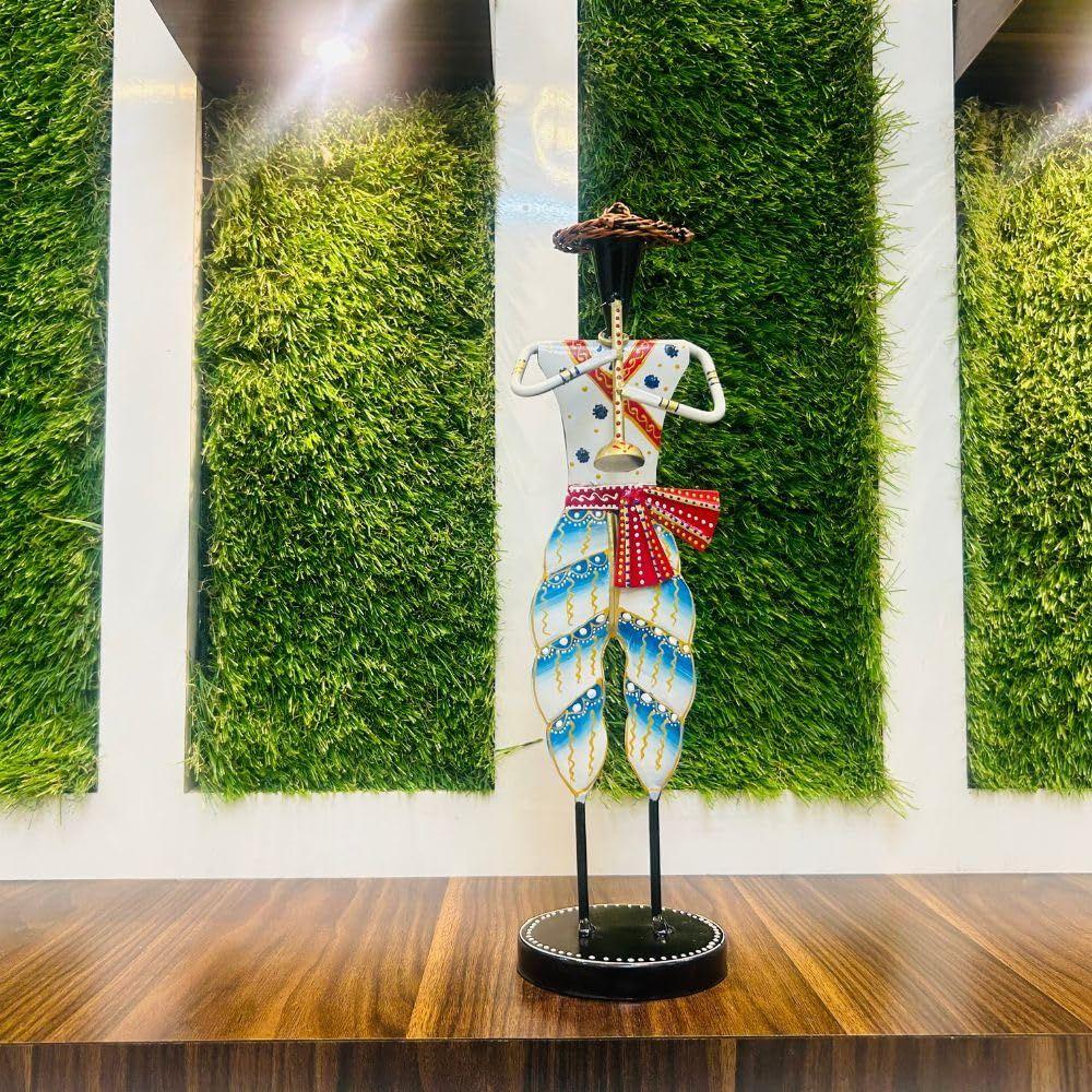 Set of 2 Metal Musician Standing Sardar Big Decorative Showpiece Table Decor Home Decor Musician Tabletop Showpiece Gift Item Multicolour