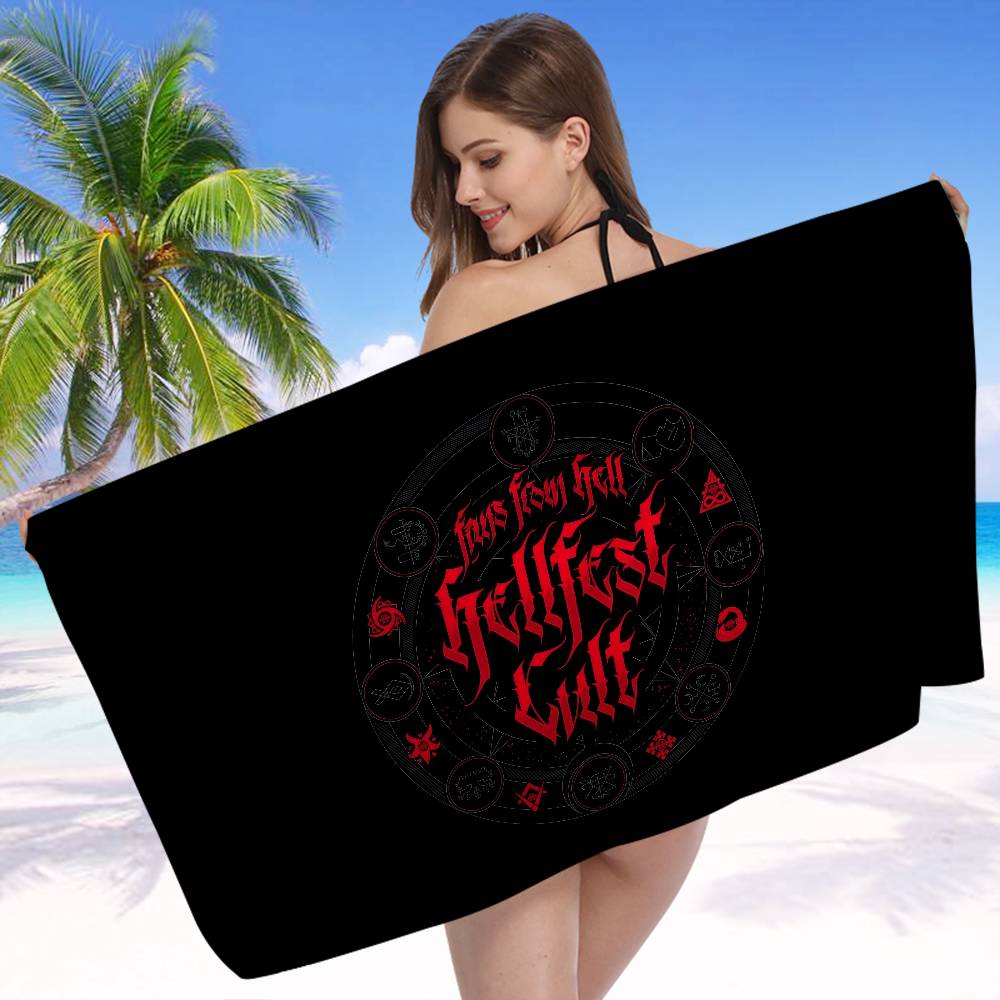H-Hellfest Band Anime Beach Swimming Towel Soft Absorbent Washcloth Children's Gifts for Kids Travel Camping Gym