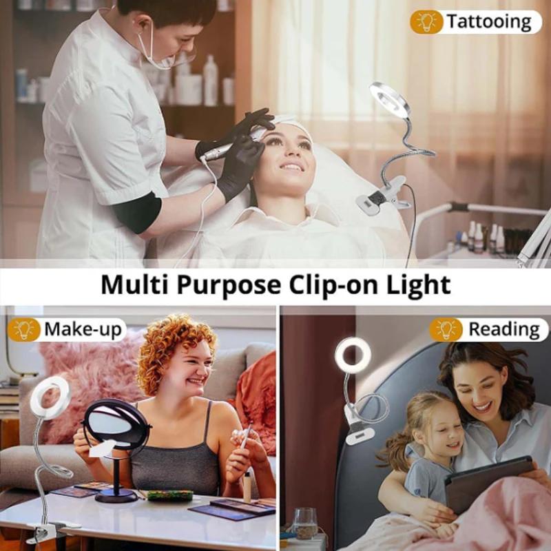 Lampada da lettura a LED con morsetto, 3 colori e 10 luminosità, lampada da scrivania flessibile a collo di cigno, lampada da lettura per bambini, luce notturna, luce da libro