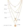 Retro Women Gold Layered Necklaces Personalized Girl Simple Style Long Pendant Chain Bohemian Geometric Choker Set