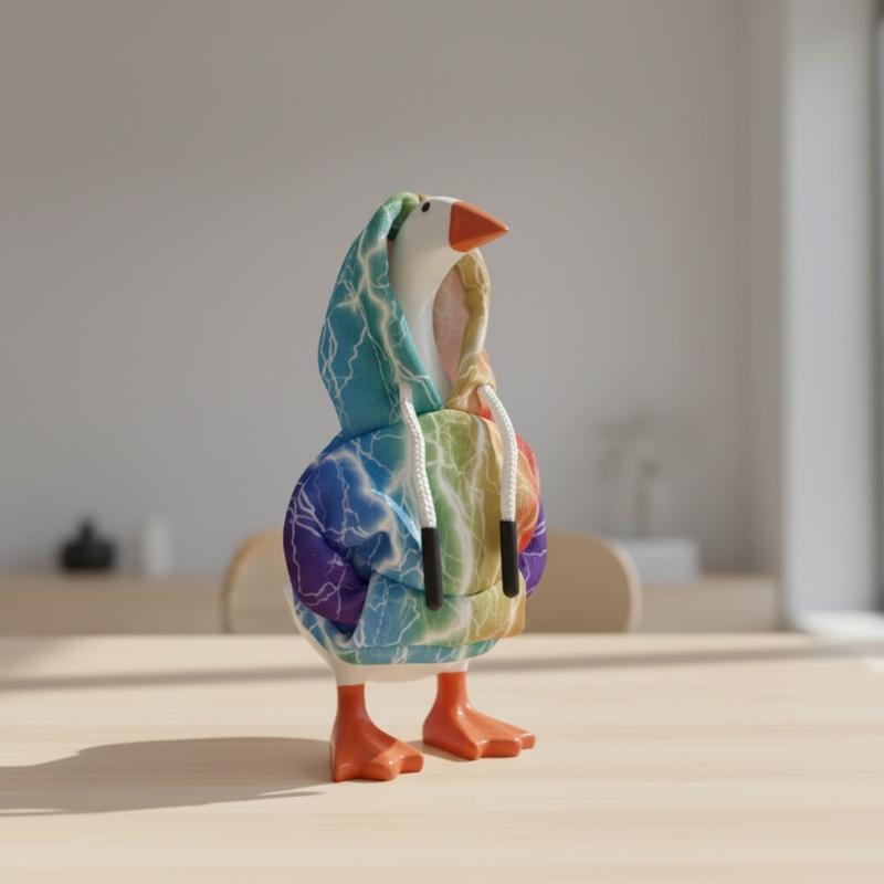 Geese Costume Ornament 7Inch Desk Geese Statue Outfits Light Weight Washable for Office Tabletop and Home Decoration
