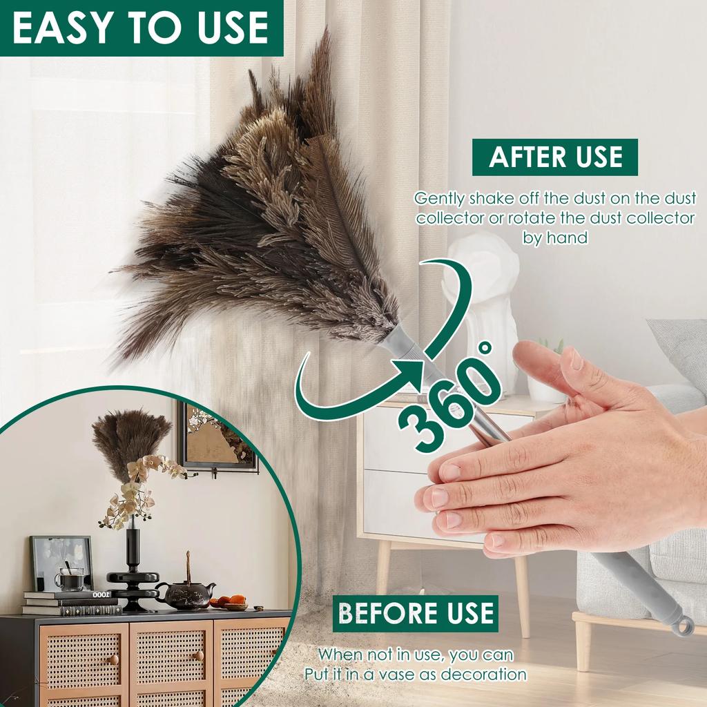 Feather Duster Telescopic Ostrich Feather Duster Ceiling Fans Feather Duster Reusable Ostrich Dusters For Home Cleaning Tools