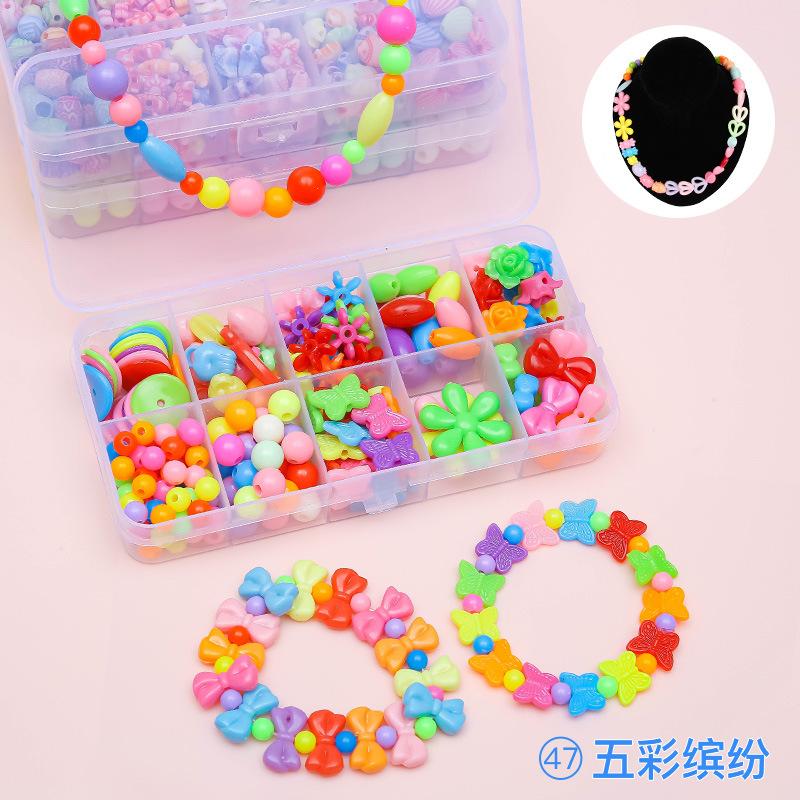 Children's Handmade Beaded Girls Wear Beads Educational Toys Diy Jewelry Bracelet Necklace Jewelry Around Beads Beads Set