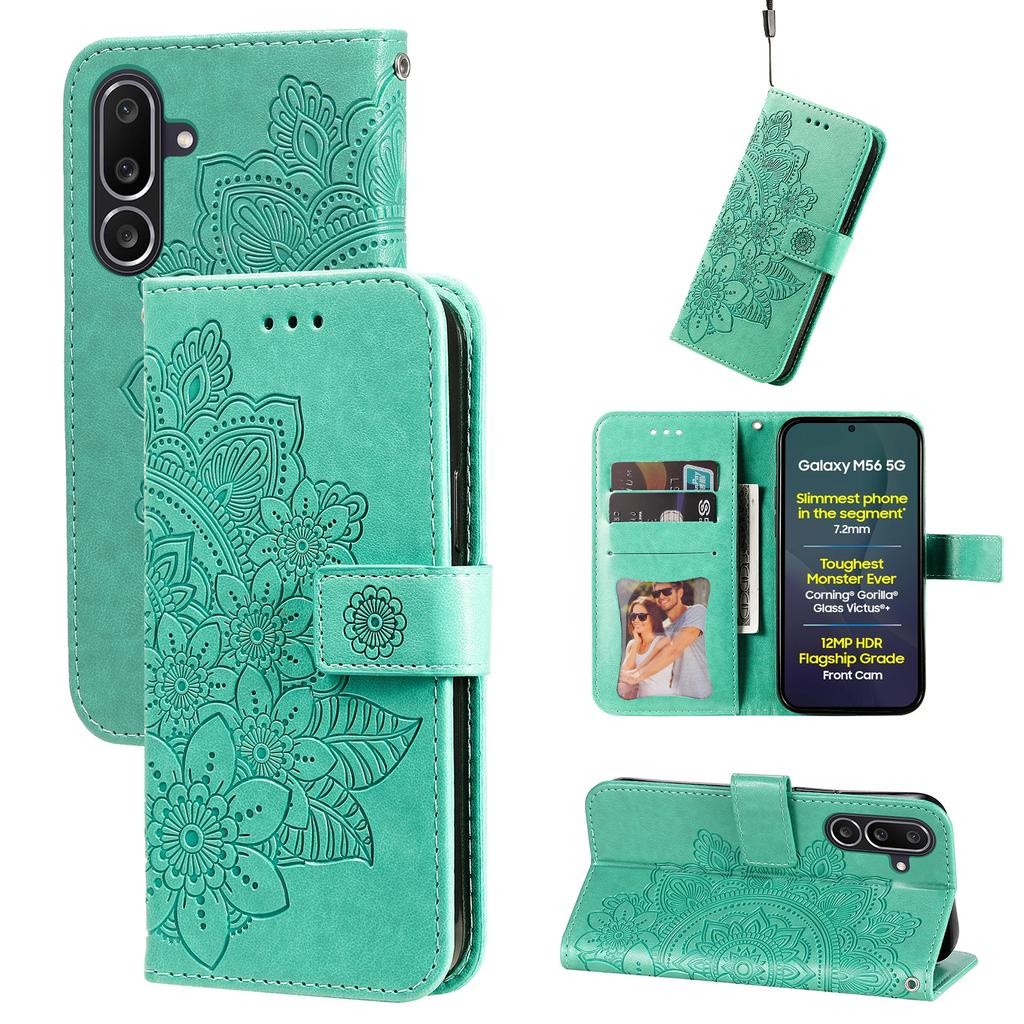For Samsung Galaxy M56 5G Case Floral Pattern PU Leather Wallet Stand Phone Cover