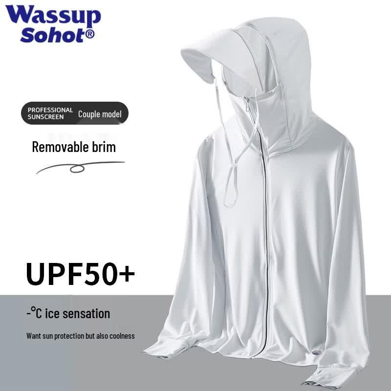 

Wassup Sohot Unisex Ice Silk UPF50+ Sun Protection Jacket with Detachable Hood 3XL