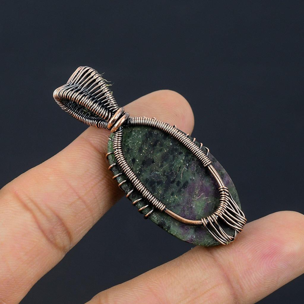 Tree Of Life Ruby Zoisite Pendant Gemstone Jewelry, 999 Copper Wire Wrapped Handmade Pendant, Latest Design Jewelry