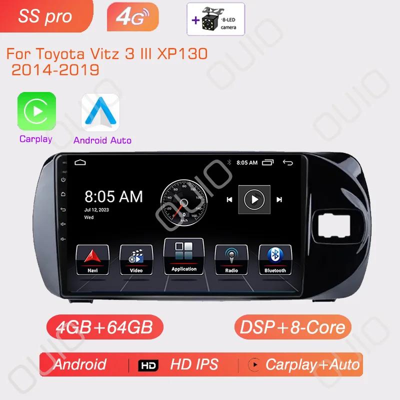 4G Android 13 Radio For Toyota Vitz 3 XP130 2014 2015 2016 2017-2019 Car Stereo Multimedia Player Carplay Auto GPS 2DIN NO DVD