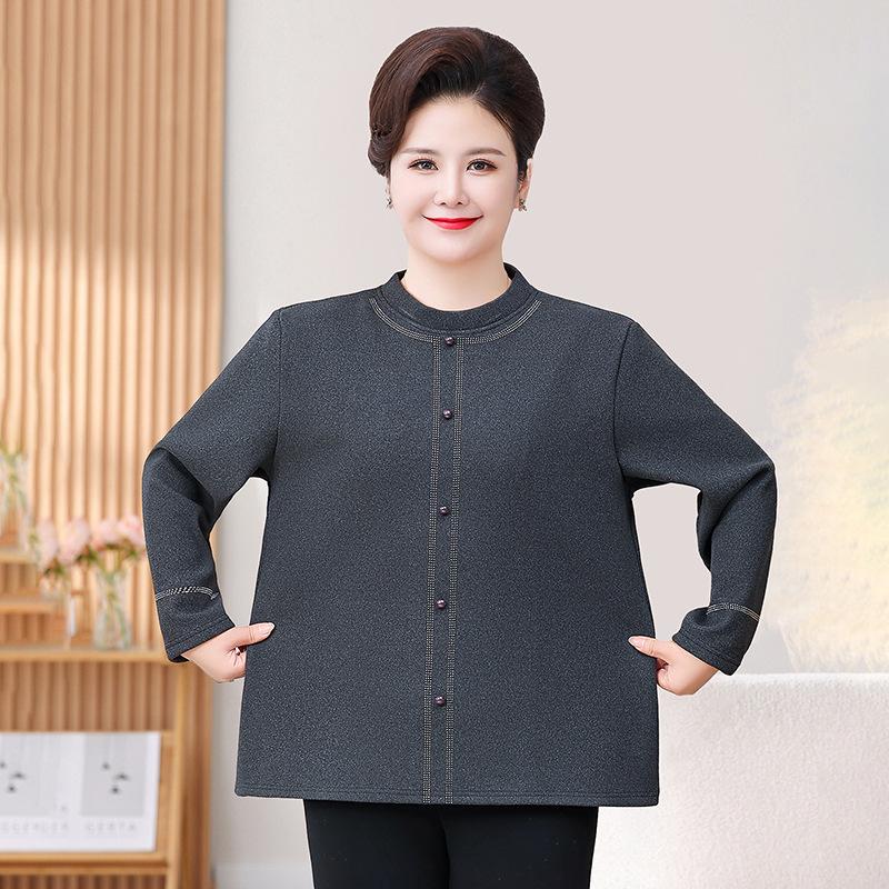 

Plus Size Velvet Long Sleeve Top for Middle-Aged & Elderly - Autumn/Winter 2XL