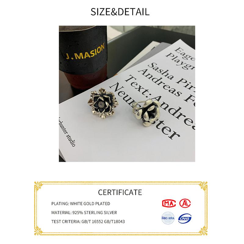 Xiaomi BF CLUB Silver Color Engagement Rings New Fashion Creative Exaggeration Flower Vintage Punk Party Jewelry Gifts for Women