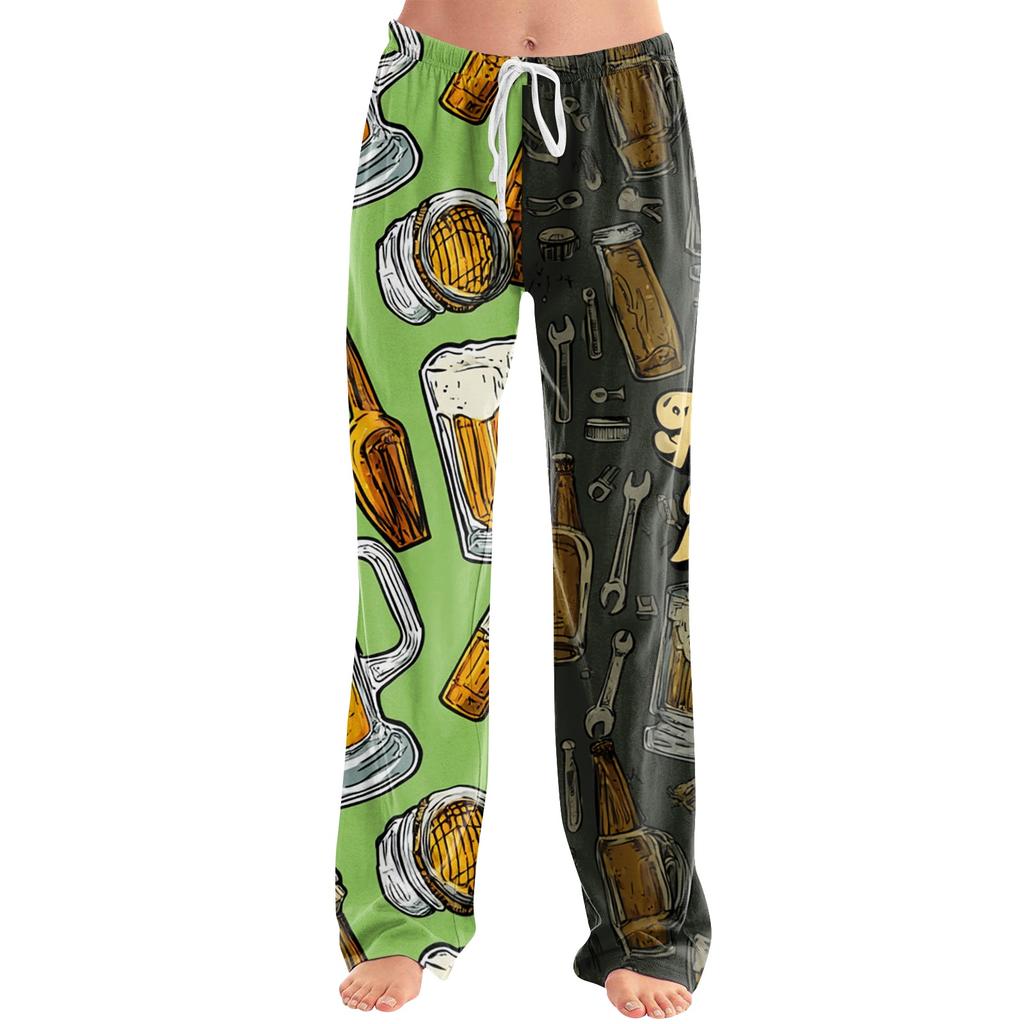 Women's Drawstring Lounge Pants Oktoberfest Print Casual Relaxed Fit Soft Fabric Elastic Waistband Full Length Trousers