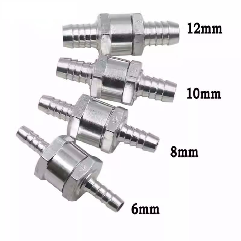One-way Valve 6/8/10/12/14/16mm Aluminium Alloy Check Valve for Diesel, Petrol, Water Hand Pumps Oil Supply Fittings