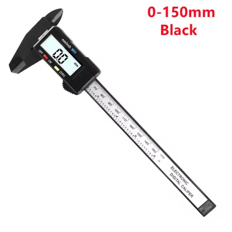 Plastic calipers, digital display calipers. Measurement and design tools, home tools. Battery-powered (battery not included