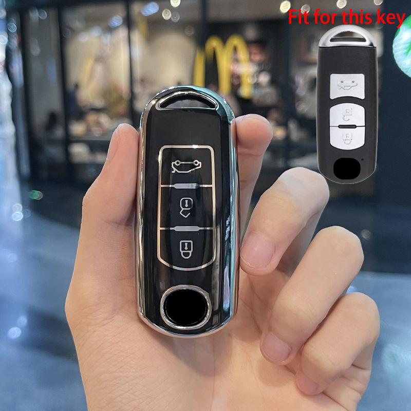 2 3 4 knapper Ny TPU bilnøkkelveske for Mazda 2 3 6 Atenza Axela Demio CX-5 CX5 CX-3 CX7 CX-9 CX30 2016 2017 2018 2019 Nøkkeldeksel