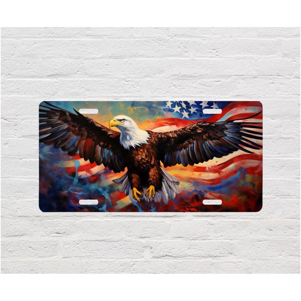 Патриотичное Металлическое Настенное Искусство, Американский Орел с Расправленными Крыльями, Фон с Флагом США, Поток Краски, Декор для Дома, 30x15 см