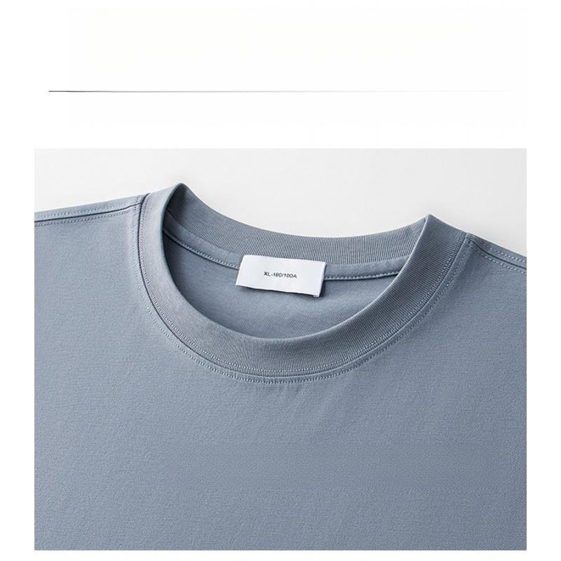 Long-Staple Cotton Men'S White Basic 240G Heavyweight Solid Color Round Neck Short-Sleeve T-Shirt For Summer