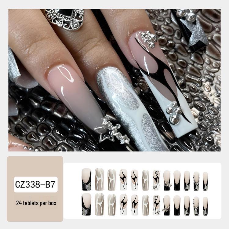 Long T-Point Diamond Jelly Glue False Nails - Press-On Nail Art Tips