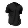Men Stand Collar Shirt Short Sleeve Color Pullover Zipper Top with Solid Breathable Fitness Tee for Sports Travel Office