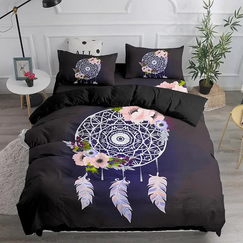 Dreamcatcher White Bohemian Bedding Set Single Twin Double Queen King Cal King Size Bed Linen Set