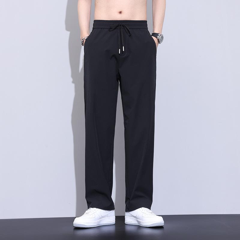 New men's ice silk nylon casual pants loose straight new long pants versatile trend spring and summer