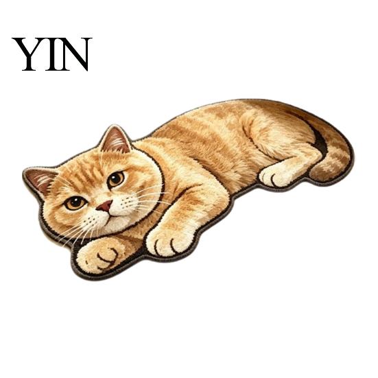 Non-slip Floor Mat Cute Cat Bathroom Rug, Anti-Slip Absorbent Bath Washable Plush Pet Themed Rug Kitty Door for Entrance Kitchen Home Decor