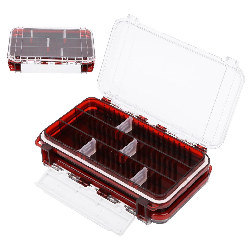 Doppelseitige Angelköderboxen Multifunktionaler Köderorganizer Köderaufbewahrungskoffer(Transparentes Rot )