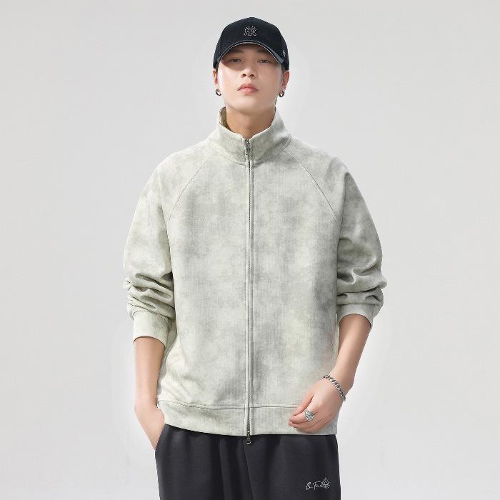 

Men s Solid Color Stand Collar Zipper Hoodie Cardigan - Spring/Autumn Trendy Sportswear Jacket 2XL бежевий