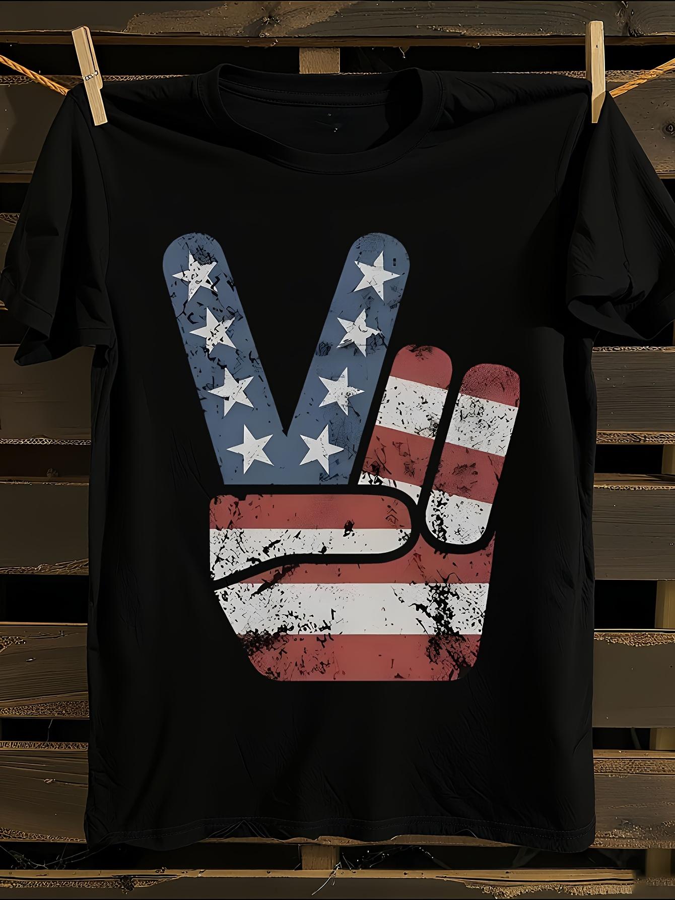 s Vintage Tshirt Vintage American Flag Peace Sign Tshirt M