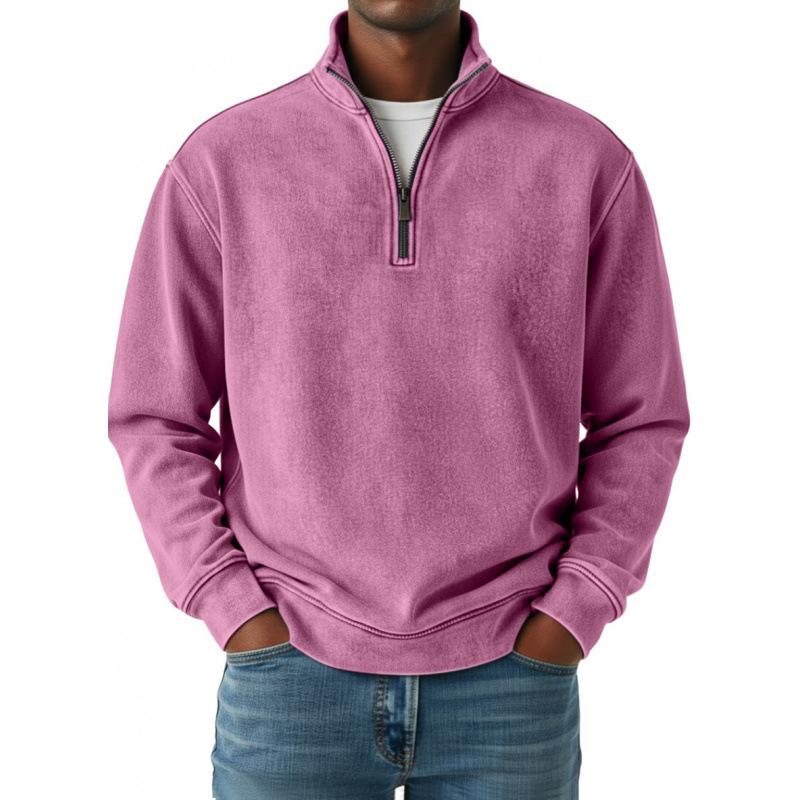 2025 European Style Men's 3D Print High Collar Half-Zip Hoodie for Spring/Autumn