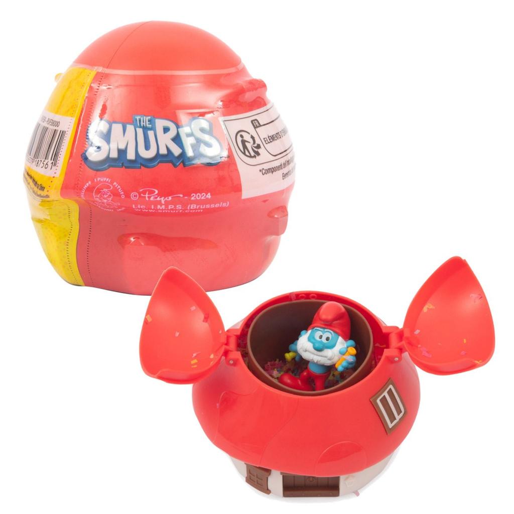 Smurf Mushroom House Figurine 10cm with Confetti Decoration, Assorted Colors, Desktop Decor