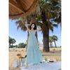 Women's Summer Hanging Neck Halter Seaside Holiday Sweet Loose Long Dresses