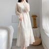 Elegant Soft Drape Lace Dress Women's Autumn Winter Mid-Length Fleece-Lined Inner Wear Long-Sleeve Underskirt