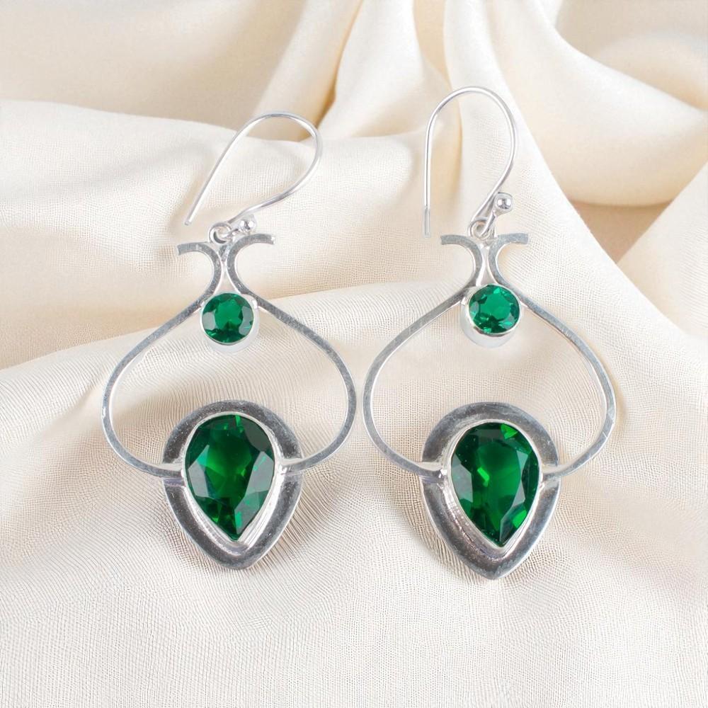 

Chrome Diopside Gemstone 925 Sterling Silver Jewelry Handmade Hook Earrings 2.2 EE-80-6
