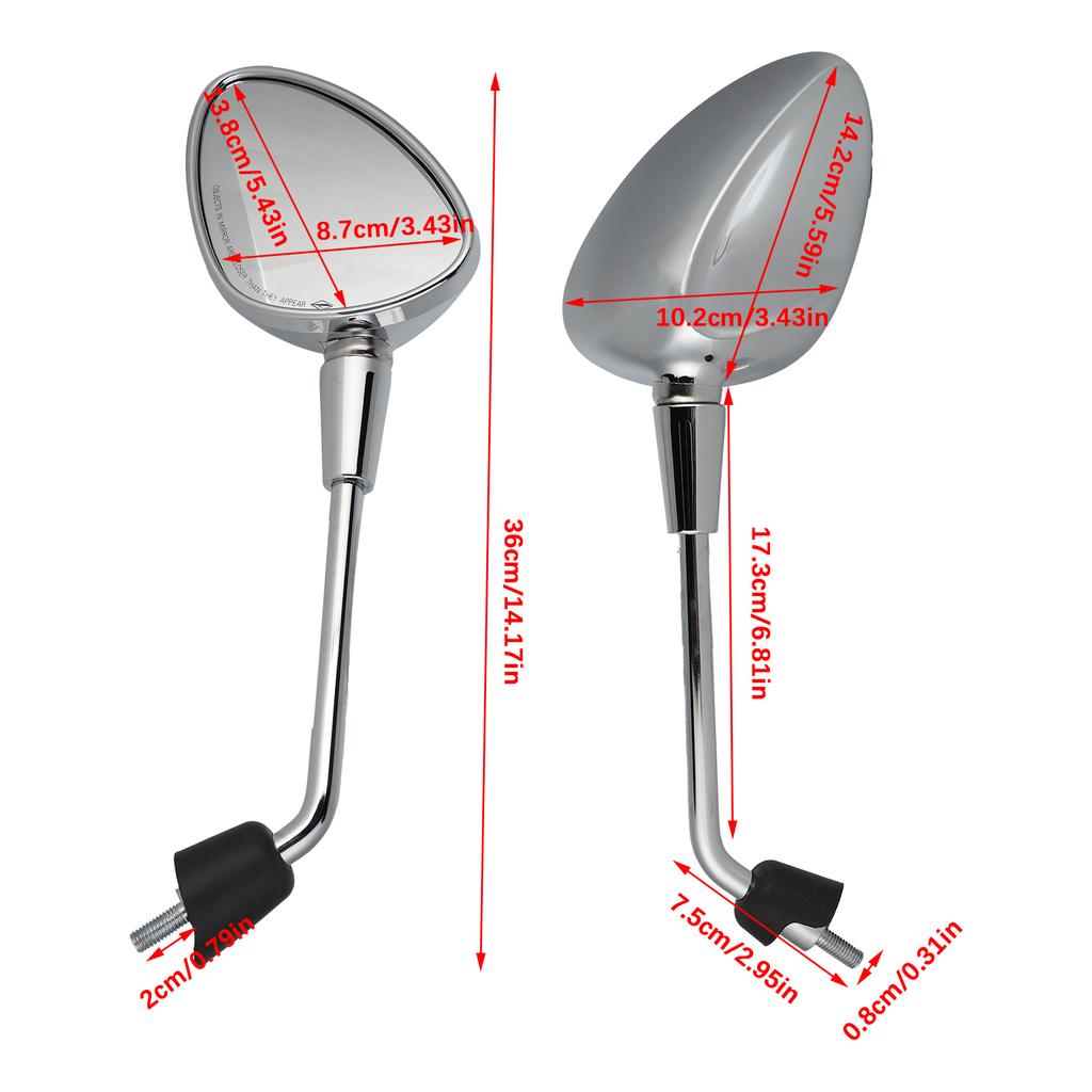 2pcs Motorcycle Rear View Mirror Replacement for Primavera 50 4T 4V NOABS E2 2013‑2017