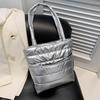 Women Padded Tote Bag Versatile Solid Puffer Bag Big Capacity Quilted Shoulder Bag Casual Winter Commuting Bag